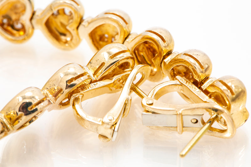 Enigma by Bulgari 18k 750 Yellow Gold Diamond Drop Heart Earrings