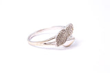 Diamond Flower Petal Leaf 14k 585 White Gold Cluster Ring Size 6.5