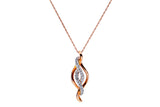 Thin Rope Chain Diamond Swirl Pave Pendant 10K 417 Rose Gold Necklace