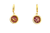 Ruby Disco Cubic Zirconia 14k 585 Yellow Gold Drop Earrings
