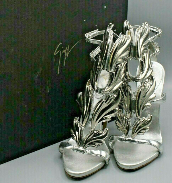 Giuseppe Zanotti Cruel Wing Metallic Silver Sandals Size 37.5 EUR/7 US