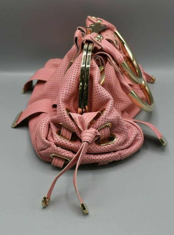 Versace Pink Ring Handle Bowler Bag