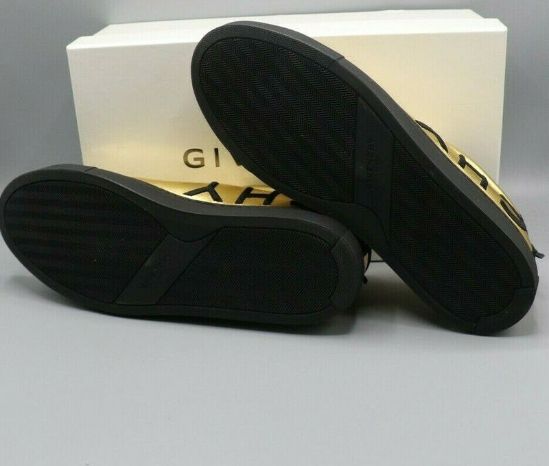 Givenchy Men's Gold and Black Leather Urban Street Logo Sneaker Size 10/43