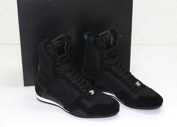 Versace High Top Greek Key Sneakers, Palladium And Black DSU6372 Sz 40-US 10