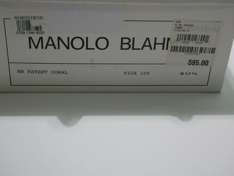 MANOLO BLAHNIK BB CORAL PATENT LEATHER PUMP Heels Euro Size 40.5 US Size 10.5