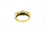 Natural Blue Sapphire & Diamond Accent 14K 585 Yellow Gold Ring Size 6 3/4