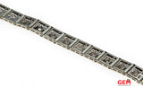 Estate Diamond Filigree Accent 14K 585 White Gold Pierced Bracelet