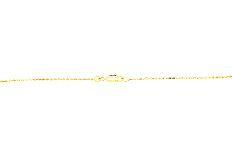 Diamond Halo Pave Circle 13mm Pendant 18K 750 Yellow Gold 15.5" Beaded Necklace