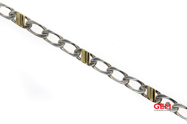 Tiffany & Co. Curb Link Solid 925 Sterling Silver & 18K 750 Yellow Gold Bracelet