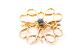 Edwardian Sapphire Ribbon 10k 417 Yellow Gold Lapel Pin Brooch
