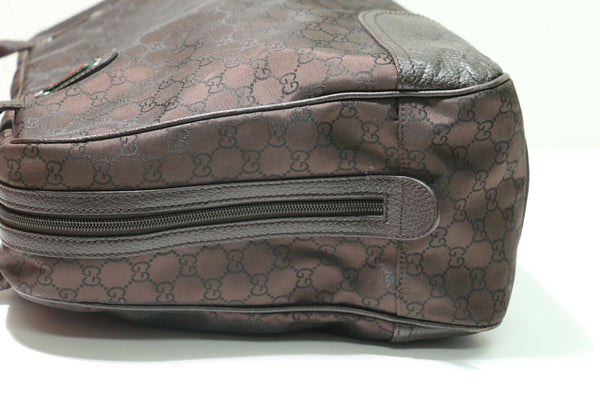 GUCCI: Nylon Monogram Large Briefcase - Brown