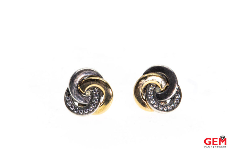 Pandora Interlink circles G585 Yellow Gold ALE 925 Silver Stud Earrings