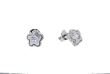 Cubic Zirconia Daisy Flower Star Stud 14K 585 White Gold Pair of CZ Earrings