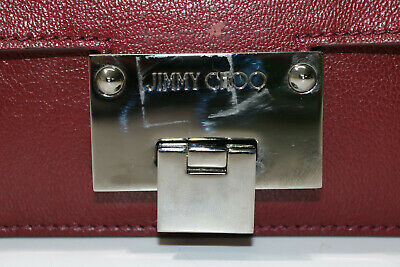 Jimmy Choo Leather Rebel Maroon Leather Convertible Crossbody Handbag
