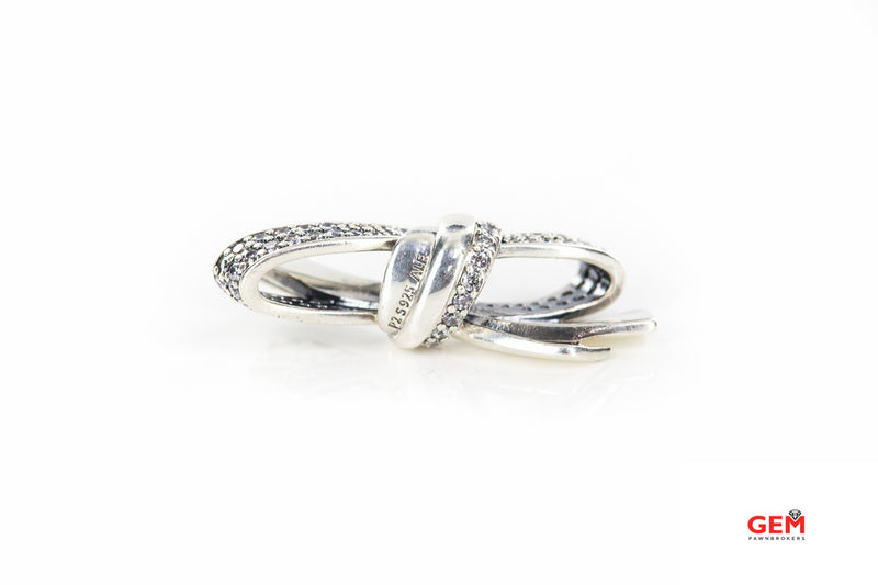 Pandora ALE Brilliant Bow Clear Cubic Zirconia Charm 925 Sterling Silver Pendant