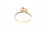 Cubic Zirconia Four Leaf Clover 14k 585 Yellow Gold Ring Size 7