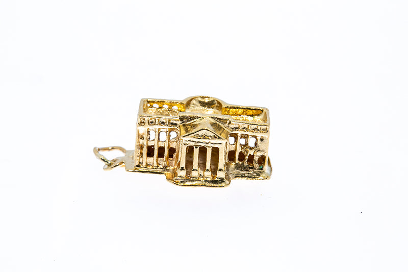 The White House 3D Washington DC Charm Solid 14K 585 Yellow Gold Pendant