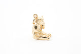 Panda Chewing Bamboo Solid Yellow Gold 14k 585 Animal Charm Pendant