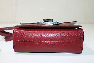 Jimmy Choo Leather Rebel Maroon Leather Convertible Crossbody Handbag