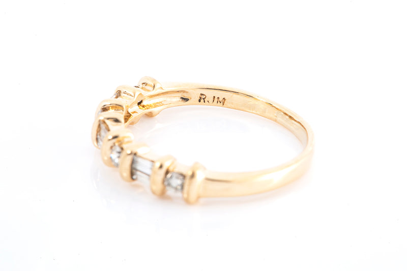 Diamond Tension Set 14k 585 Yellow Gold Band Ring Size 61/2