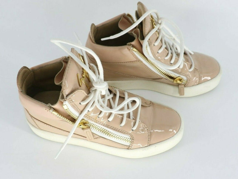 Giuseppe Zanotti May London Mid Top Sneaker Blush Patent Leather EUR 36 US 5.5