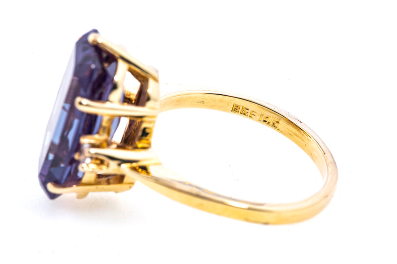 Synthetic Color Change Sapphire & Cubic Zirconia Band 14K 585 Yellow Gold Ring Size 8
