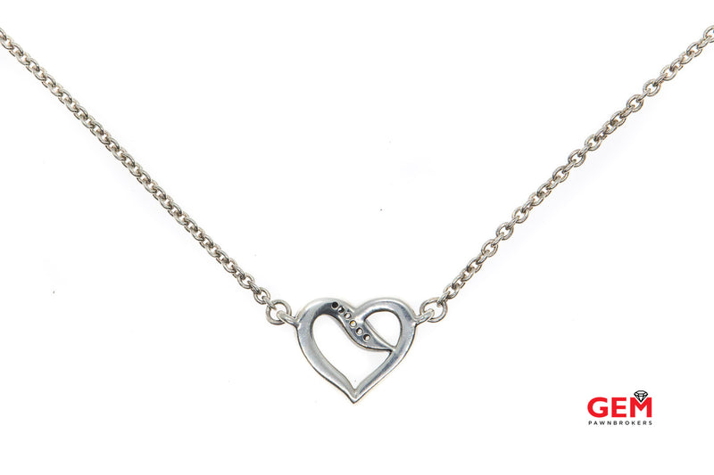 Pandora Ribbons of Love Open Heart Cubic Zirconia ALE S925 Sterling Silver 17.75" Necklace