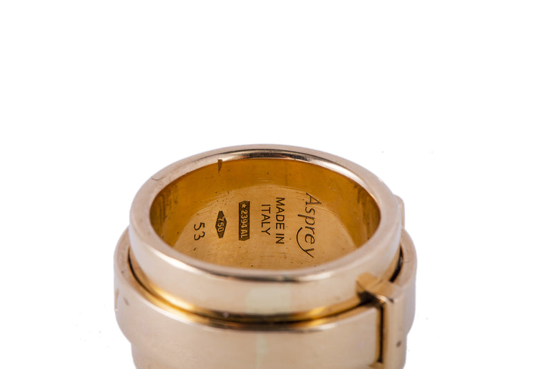 Asprey Spinner 12mm Wide Band 18k 750 Yellow Gold Ring Size 5