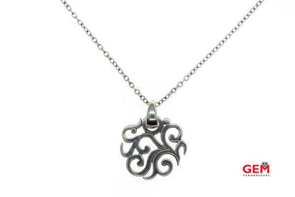 Barse Sterling Silver Necklace Scroll Filigree Pierced Pendant