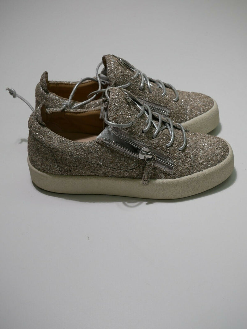Giuseppe Zanotti Cheryl RS80001 Glitter Fashion Sneakers Ivory Eur Sz 36 US Sz 6
