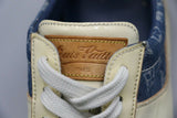 Louis Vuitton Monogram Blue Denim Cream Patent Shoes Sneakers Womens 37.5/7