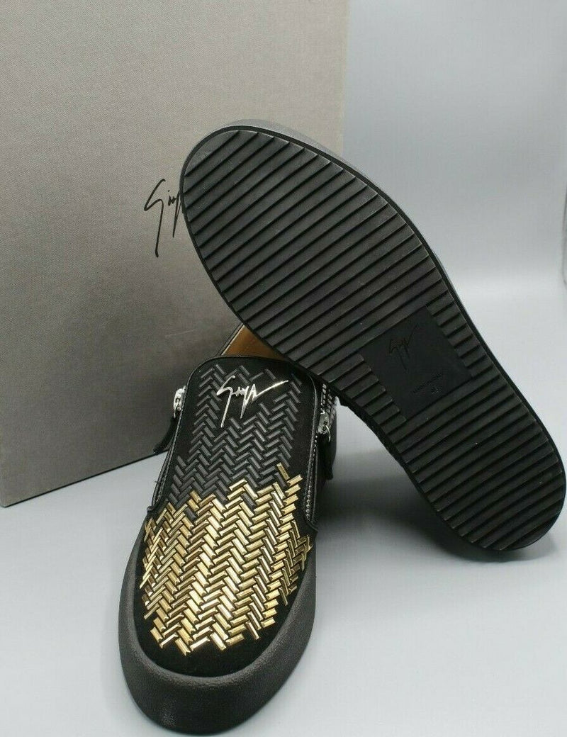 Giuseppe Zanotti Black Stud Embellished Suede May London Slip On Sneakers 46/12