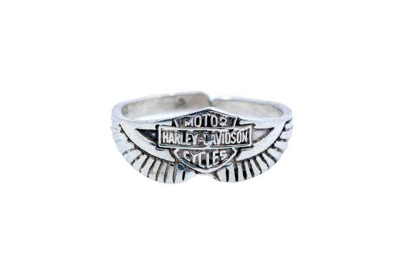 Harley Davidson Wing Open Wrap Cigar Band 925 Sterling Silver Ring Size 4 1/4