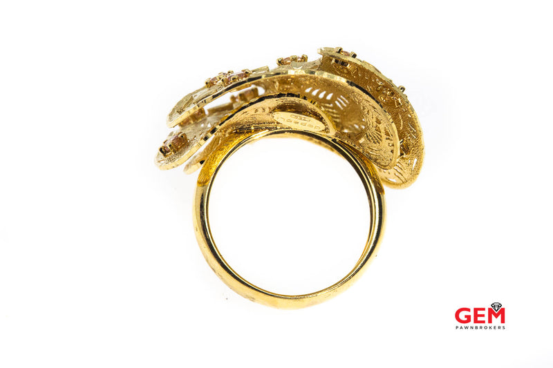 Italy De Paoli Gioielli Pierced Statement 18K 750 Yellow Gold Ring Size 8