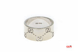 Gucci Icon Logo 9mm Wide Band 18K 750 White Gold GG Ring Size 6 1/2 EU 13