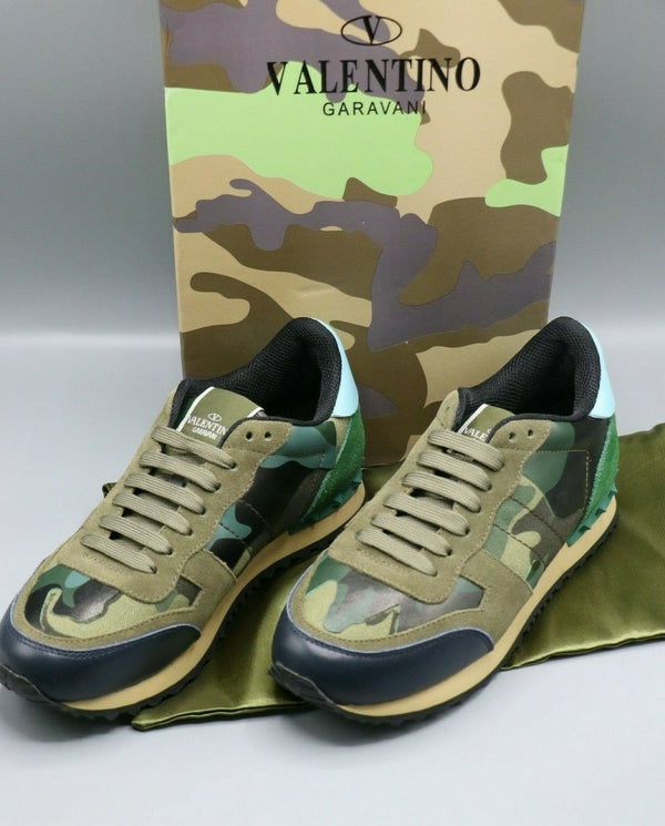 Valentino Garavani Rockrunner Camo Sneakers Blue/Green Size 39/6