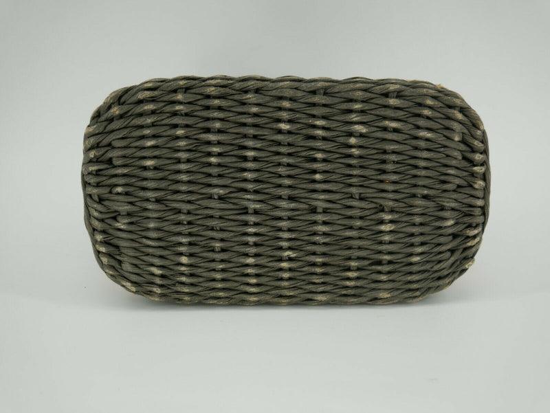 Chanel Charcoal and Tan Wicker Rattan Basket Handbag 568079