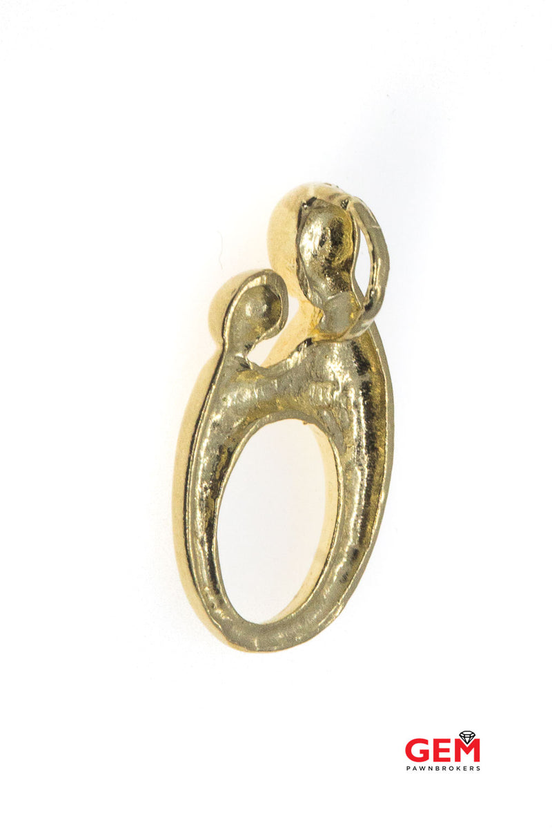 14 KT Yellow Gold Parent and Child Circle Art Design Charm Pendant