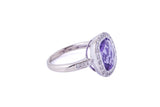 Cushion Amethyst and Diamond Halo Ring Cocktail 14K 585 White Gold