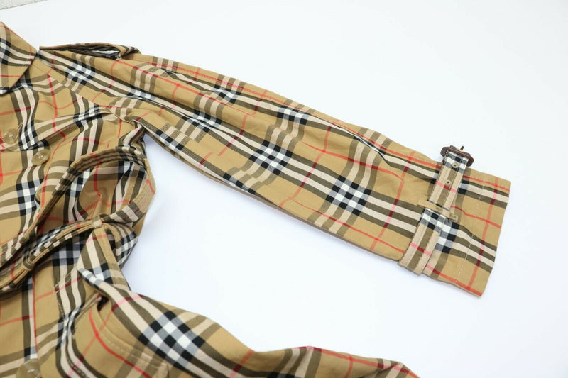 Burberry Antique Yellow Check Belted Rain Coat Size 4(US) 6(UK)