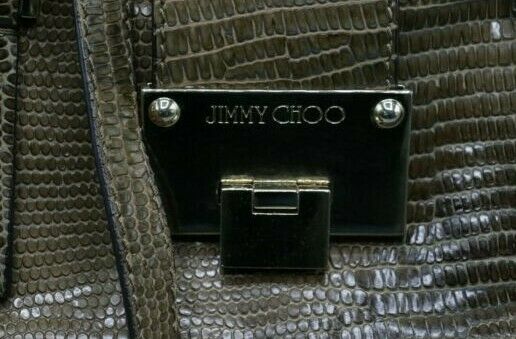 Jimmy Choo Cognac Lizard Embossed Leather Rosa Satchel Bag