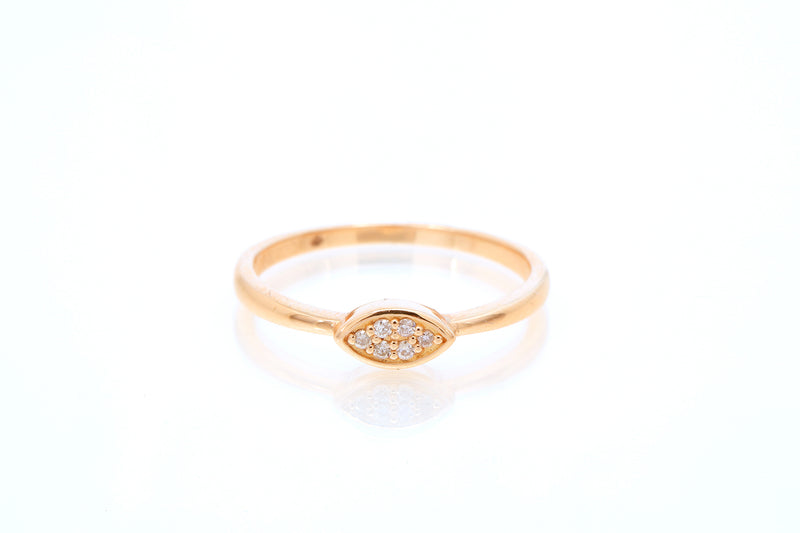 SNJ Geometric Stackable Marquise Diamond 14k 585 Rose Gold Band Ring Size 7
