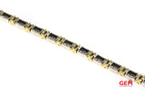 Tanzanite & Diamond White Yellow Gold 14k 585 Tennis Row Station Bracelet 7"