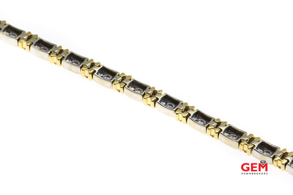 Tanzanite & Diamond White Yellow Gold 14k 585 Tennis Row Station Bracelet 7"