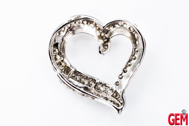 JWBR Kays Open Diamond Heart 10k Solid White Gold 417 Charm Pendant