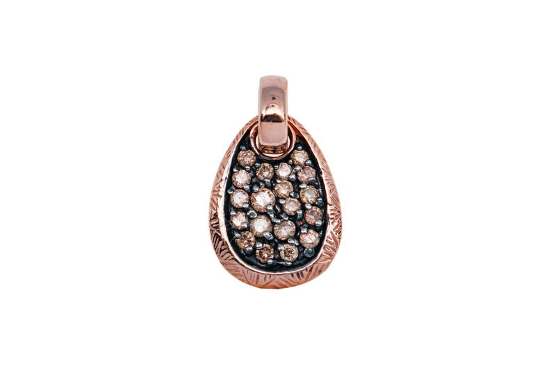 Effy BH Chocolate Diamond Pave Carved Charm 14K 585 Rose Gold Pendant