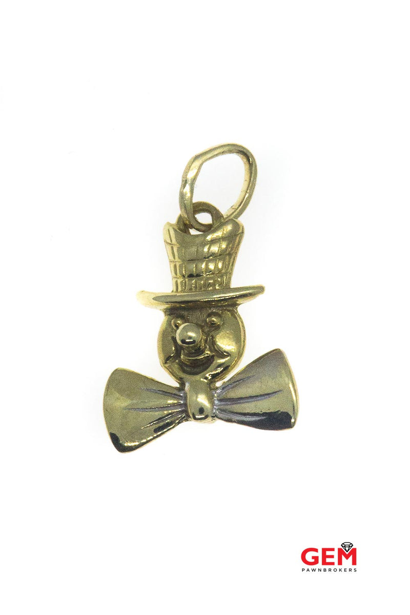 Winter Snowman Figure 14kt Yellow Gold Charm Pendant 585