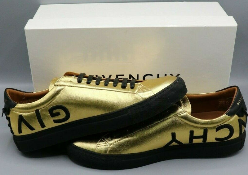 Givenchy Men's Gold and Black Leather Urban Street Logo Sneaker Size 10/43