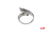 Solid 14k 585 White Gold Cubic Zirconia Bypass Twist Feather Ring Size 7