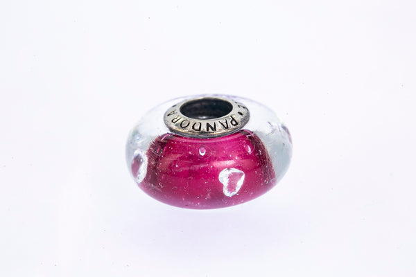 Pandora Cerise Heart Murano Glass Sterling Silver 925 Charm Bead